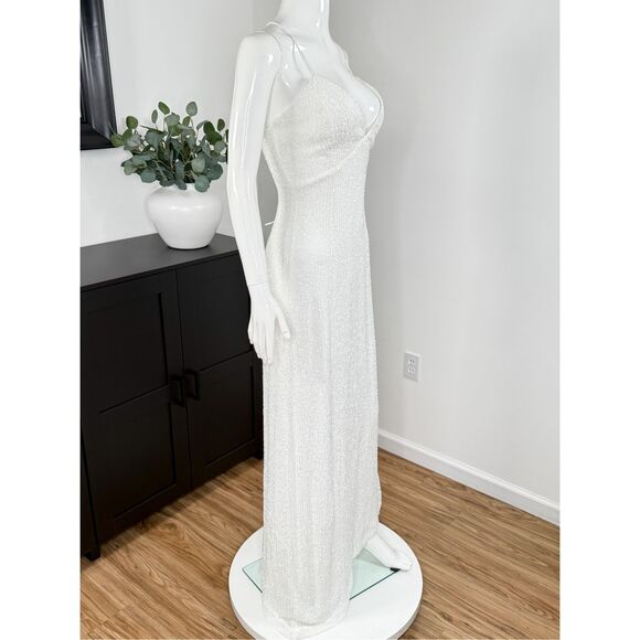 NWT Retrofete Violet asymmetric lace-up sequined stretch-tulle gown Size Small - Picture 6 of 14